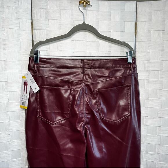 Joie Women’s Vegan Leather Straight Leg Pants Size 8 Maroon Red 90s Y2K - Picture 9 of 13